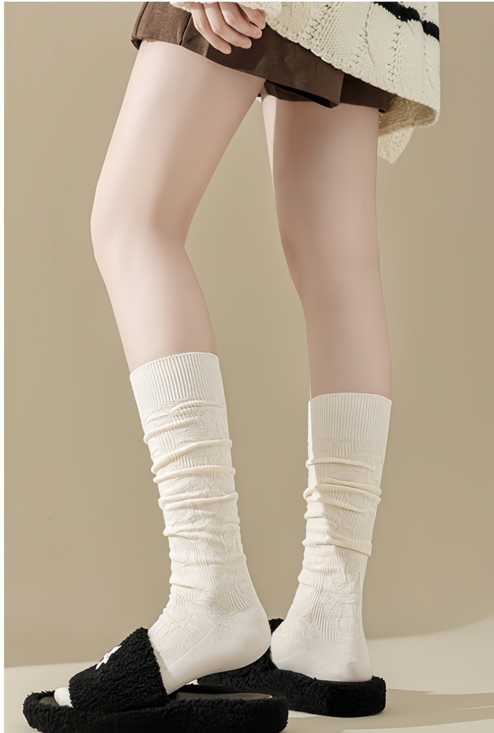 Knee High Socks Feamle High Sock Fleece Lined Warm Non-Slip Over-Knee Socks